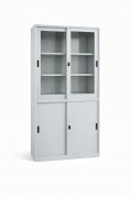 Metalni arhivski orman, klizna staklena vrata i metalna vrata, FHC-2S+KDV